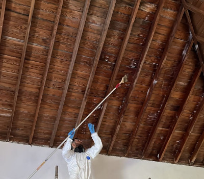 Tratamiento químico en techo de madera